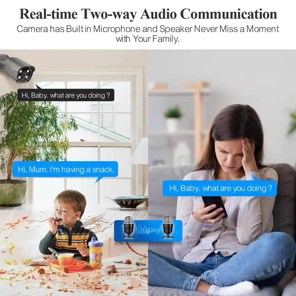 Techage AI 8CH POE 5MP/8MP CCTV Kit 2-Way Audio