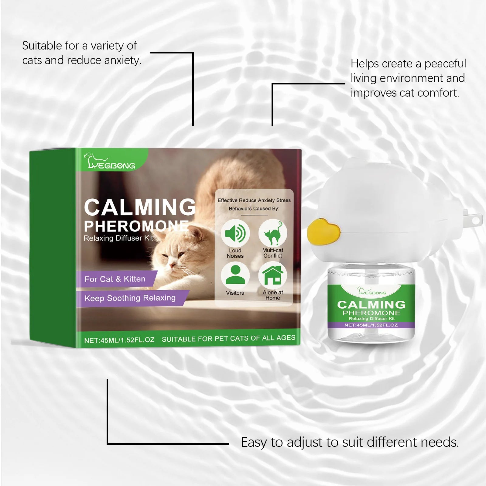 Cat Calming Diffuser Cat Pheromone Plug-In Relaxants Prevent Howling Pet Dogs Anti-Anxiety Reduces Anxiety Cat Calming Liquid
