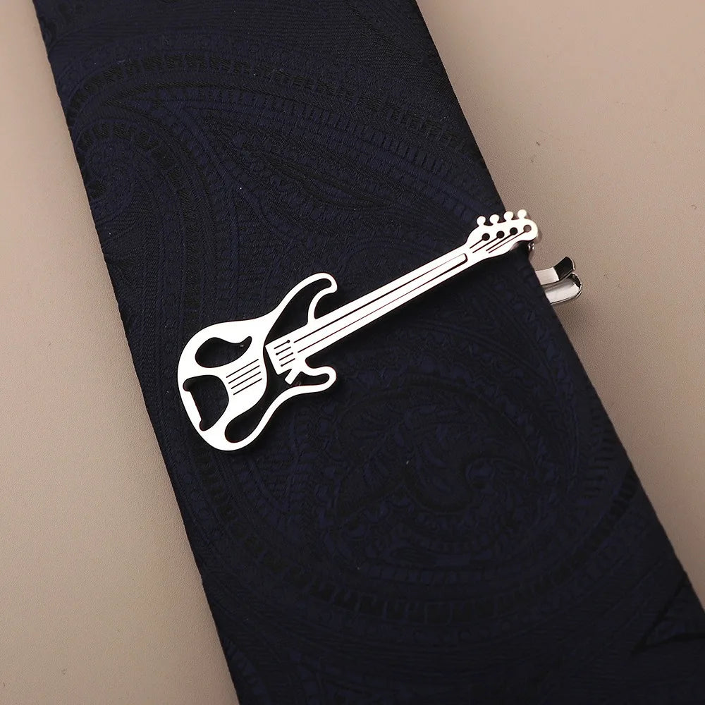 Kẹp Cà Vạt Guitar Clef Titanium Phong Cách Hip Hop
