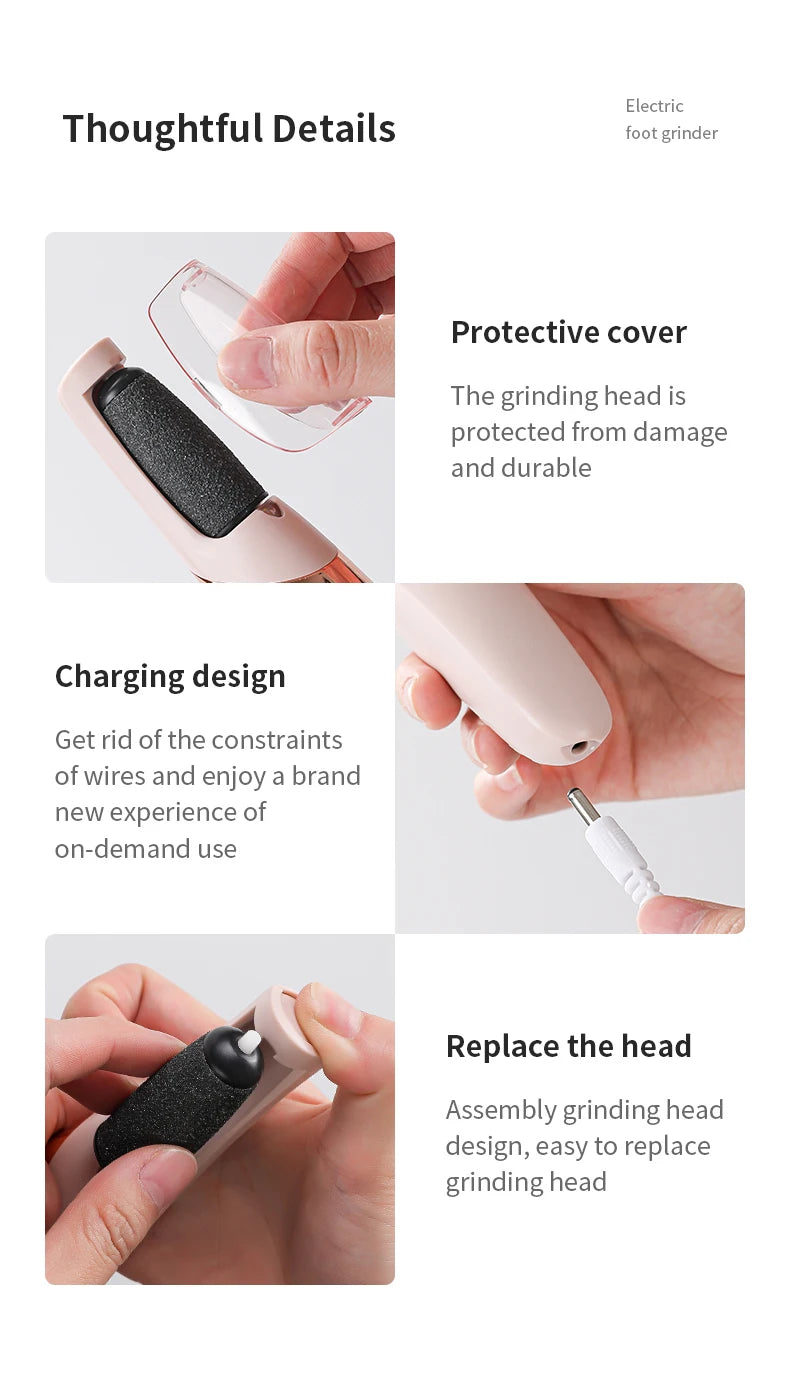 Electric Foot Grinder Automatic Foot Callus Rubbing Pedicure Dead Skin Callus Remover for Foot Rechargeable Foot Beauty Machine