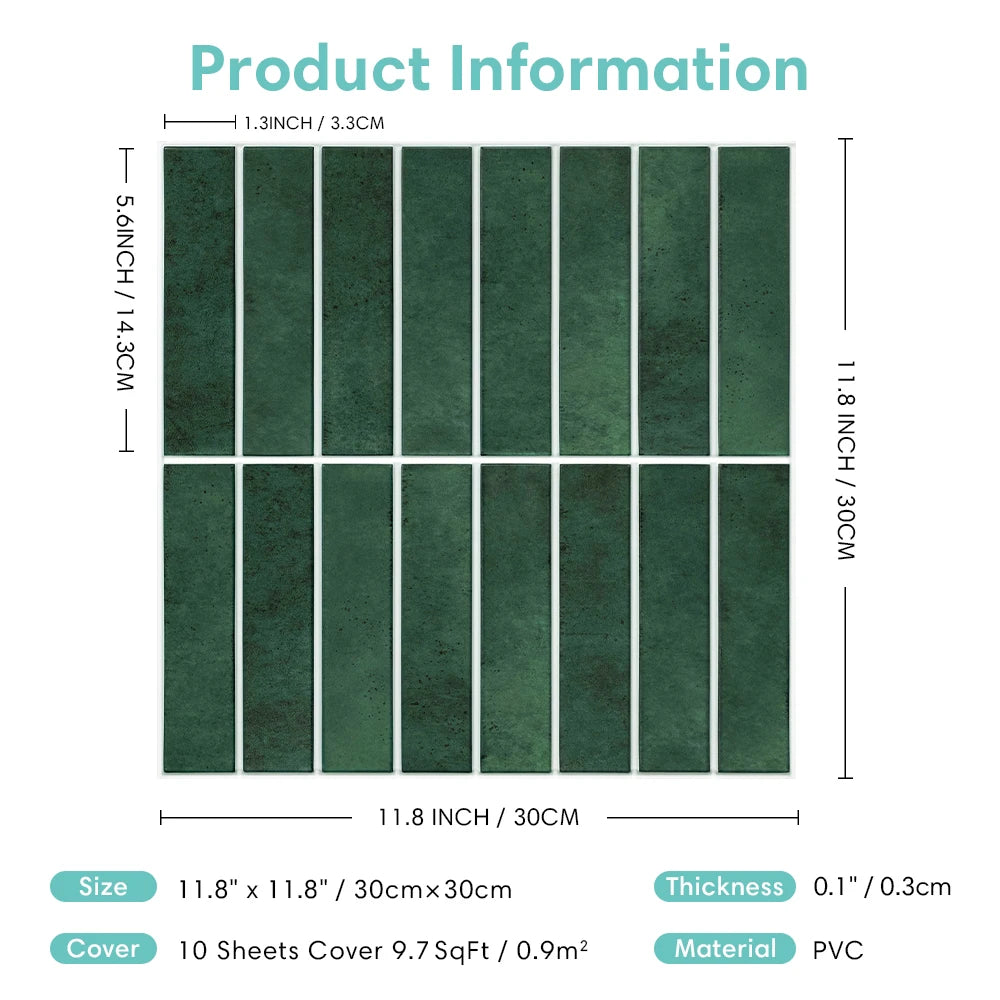 Miếng Dán Gạch 3D Xanh Chống Nước 30x30cm Nhà Tắm - Daisan Mart