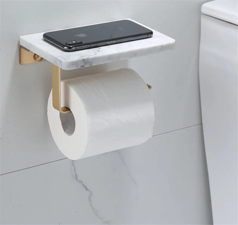Bathroom Paper Holder Gold and White Marble Bathroom Paper Roll Holder Tissue Holder Box  Rack Toilet Paper Holder Tissue Boxes - Daisan Mart