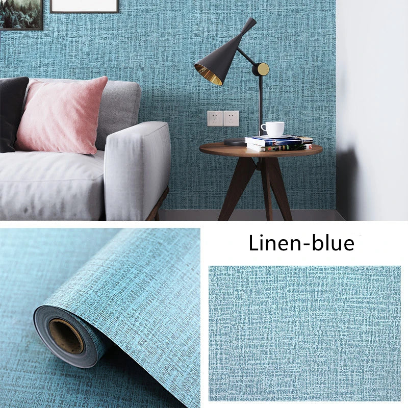 Imitation Linen Wallpaper Self-adhesive Household Wall Stickers Linen Pattern Self-adhesive Wallpaper Thickened Waterproof Stick