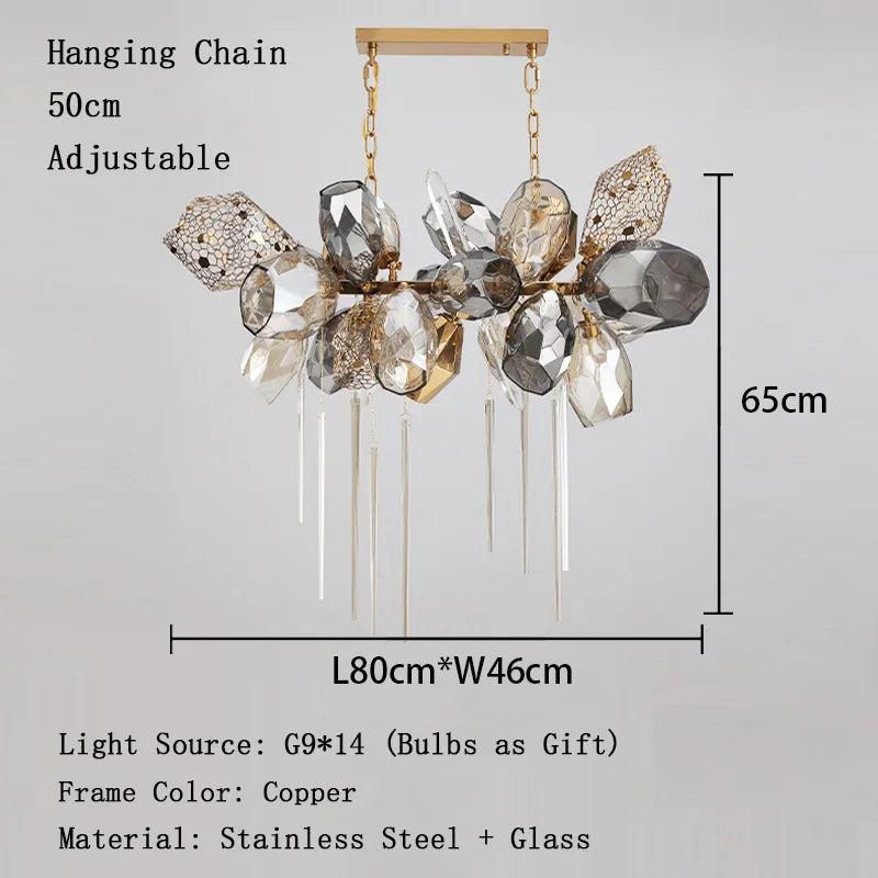 Đèn Chùm Kính Vàng Nghệ Thuật Hiện Đại - Daisan Mart