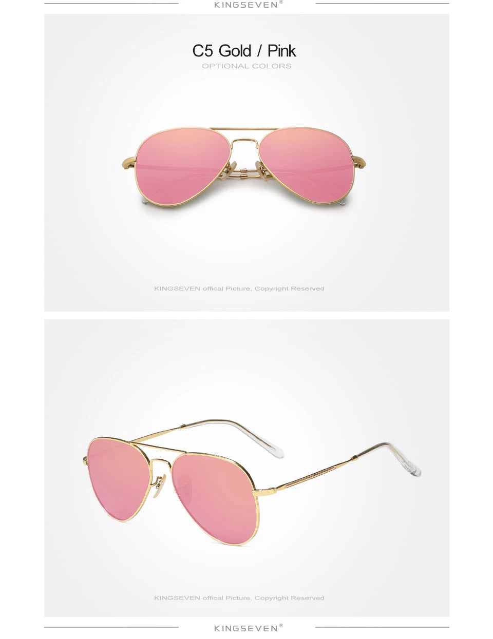 Kính Mát KINGSEVEN Phi Công Nam Nữ Chống UV400 Retro