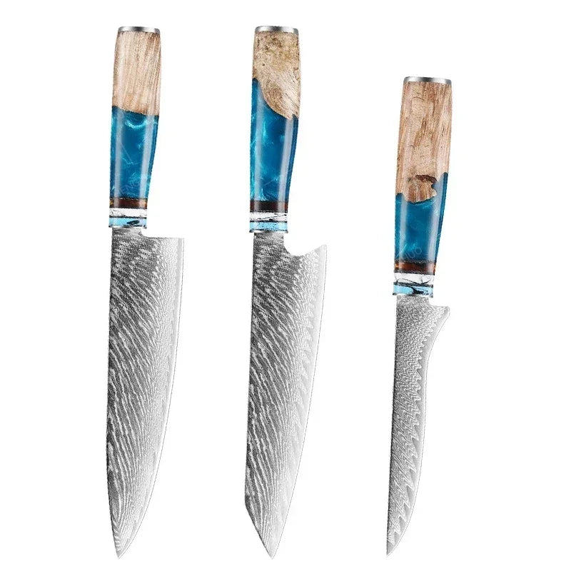 Bộ Dao Bếp Damascus Nhật Bản - Sắc Bén, Đa Năng