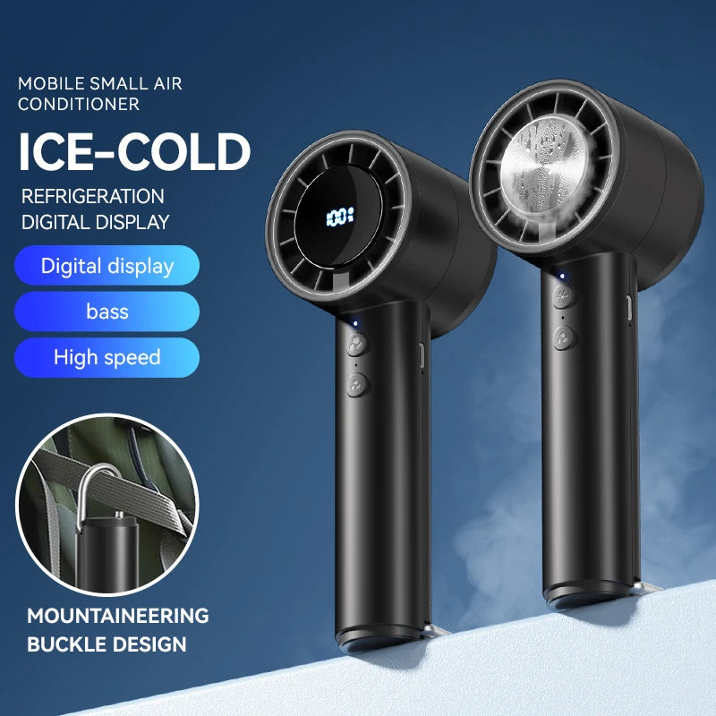 Handheld Turbo Fan Portable USB rechargeable Refrigeration Fan Mini Personal Five-speed Fan for Travel Camping