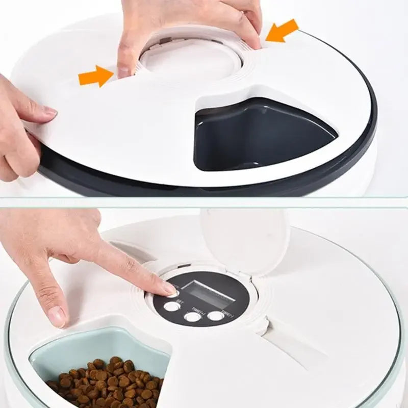 Pet Supplies Six Grid Intelligent Timed Automatic Feeder Timed and Quantitative Feeding Utensils for Pets Feeder Machine - Daisan Mart