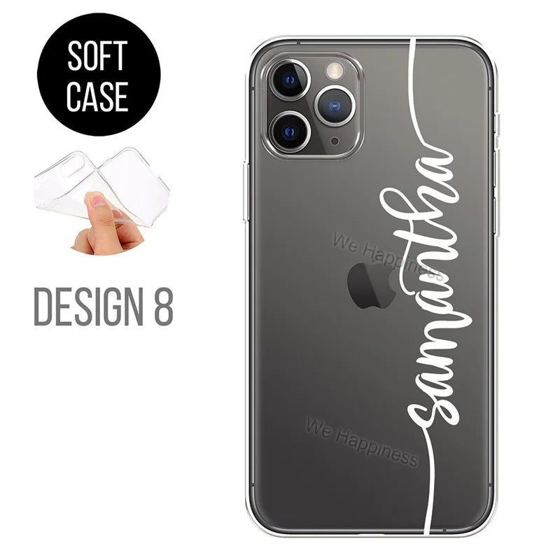 Personalised Phone case hearts custom name initials phone TPU cover For iPhone 15 13 11 12 14 Pro Max mini Plus 7 8 X Xs max Xr - Daisan Mart