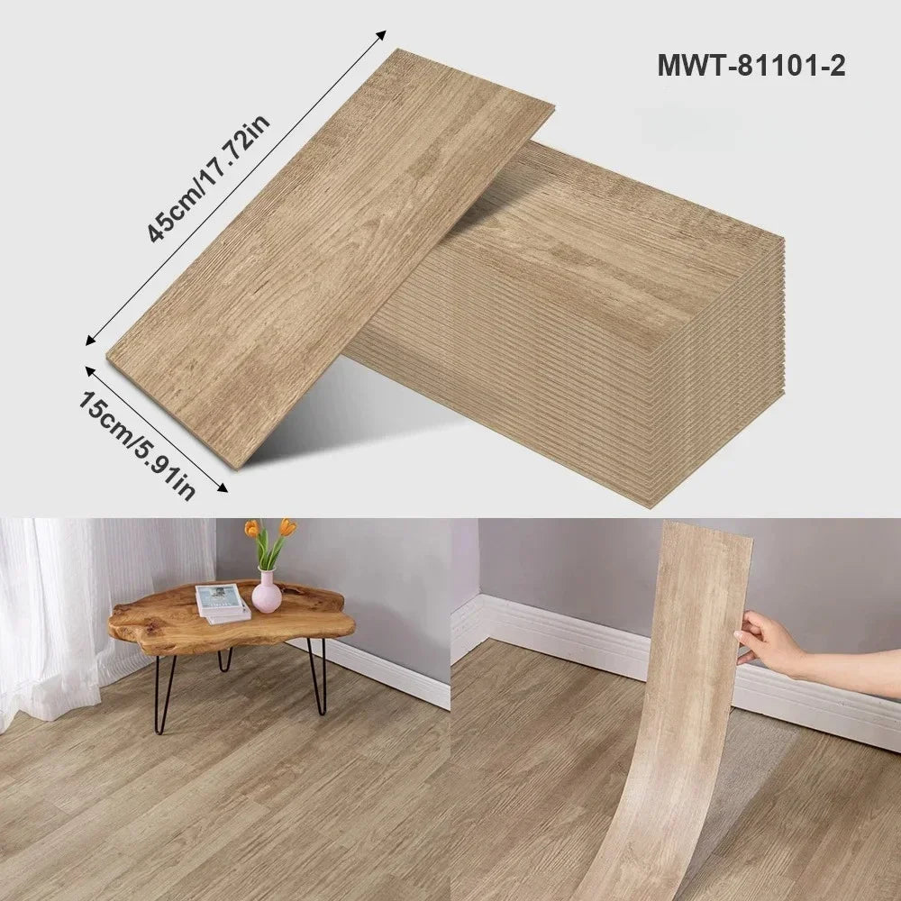 45x15cm Floor Sticker Wall Sticker Modern Self-adhesive Thick PVC Wood Grain Floor Sticker Living Room Bedroom Decoration