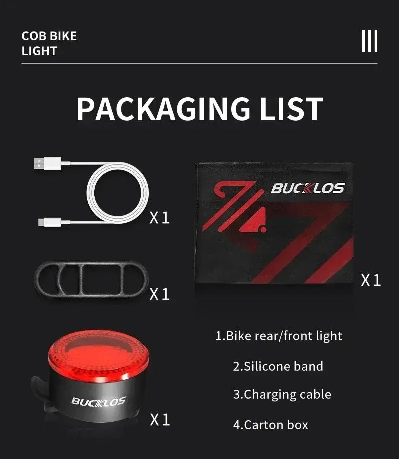 BUCKLOS LED Waterproof USB Bicycle Light 1100mAh