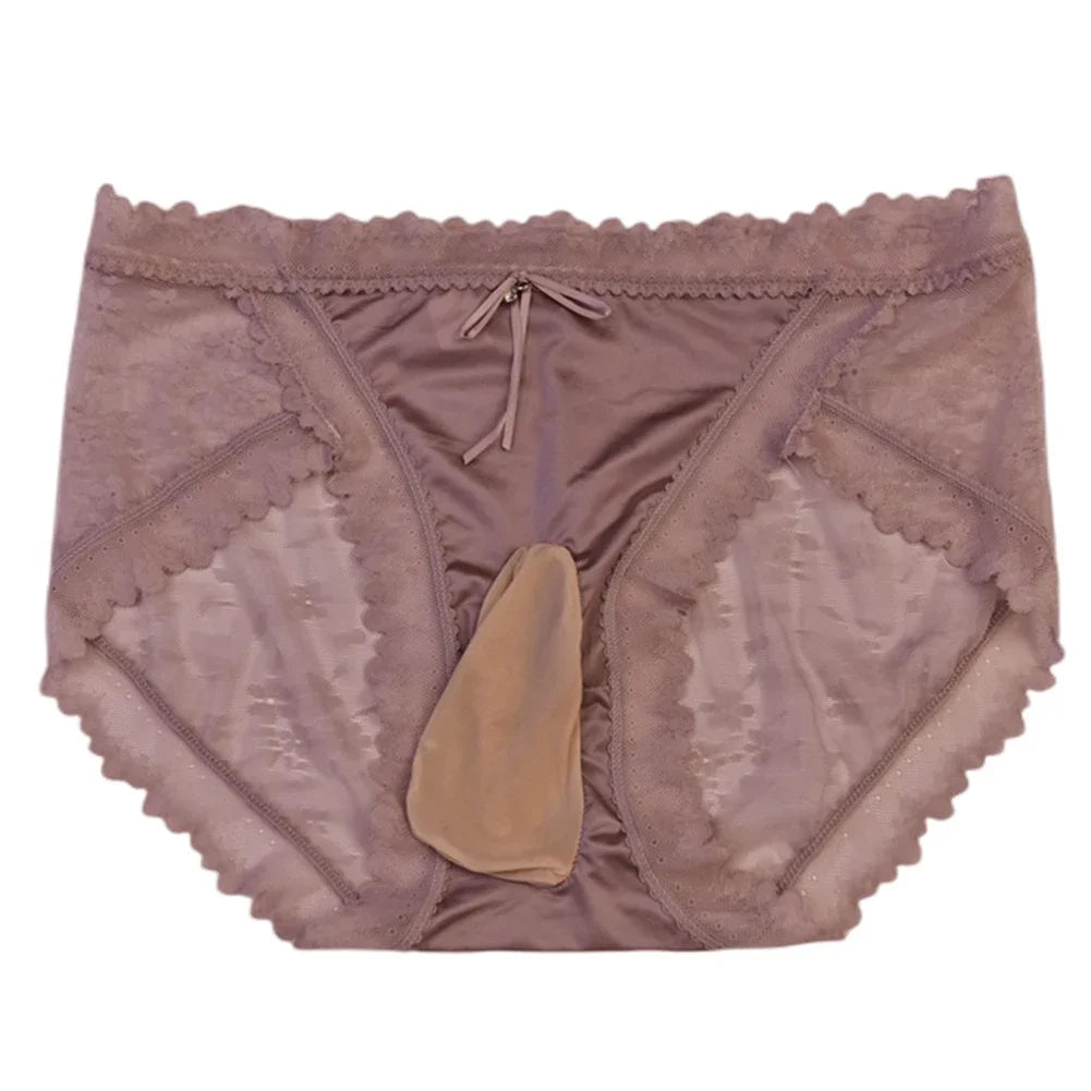 Men's Sexy Lace Underwear, Medium Waist, Seductive Mesh