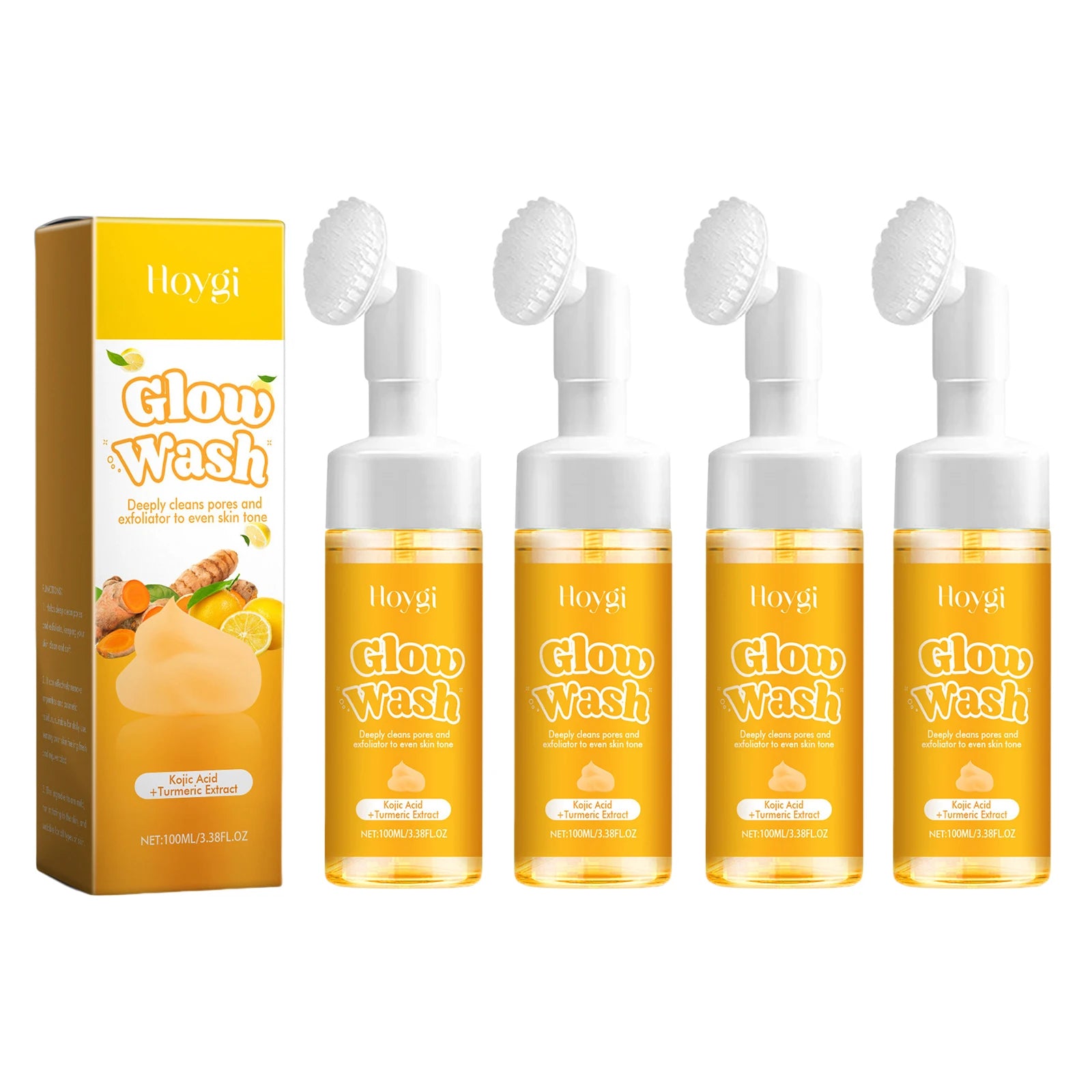 Hoygi Turmeric Facial Cleanser Natural Organic Gentle Formula Deep Cleanse Oil-Control Anti-Oxidant Brightening All Skin Types