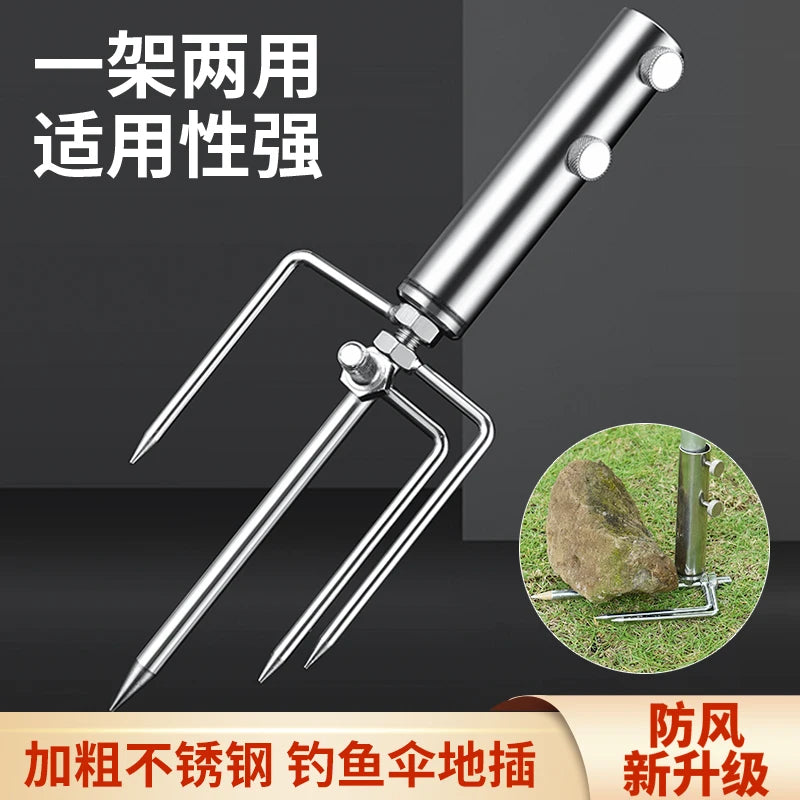 Ô Câu Cá Inox Chịu Lực, Chân Đế 4 Chân Chống Gió