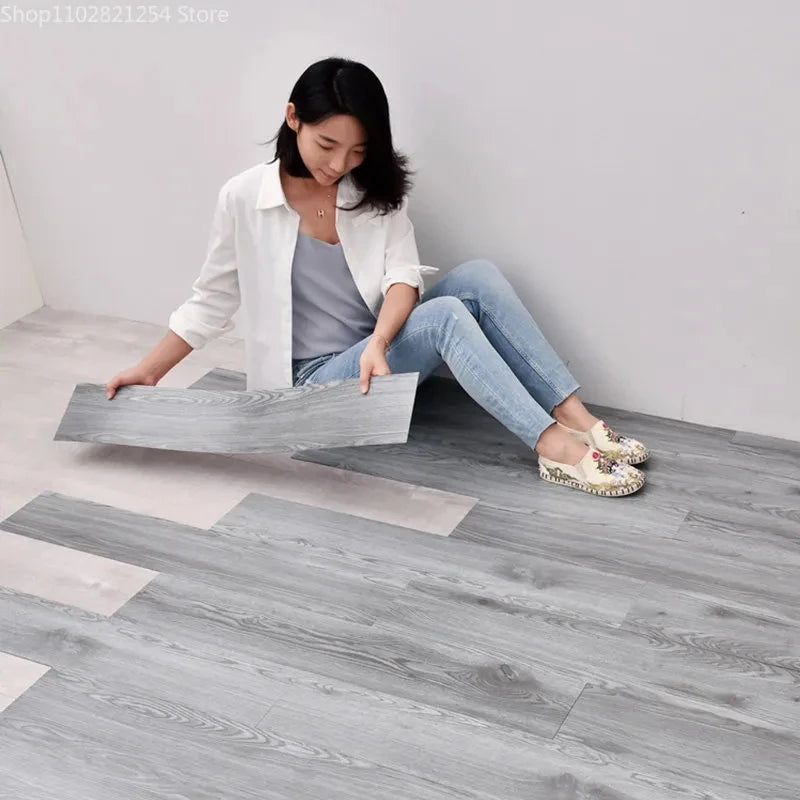 Thickened 3D Self-adhesive Wood Grain Floor Wallpaper Living Room Bedroom Decoration Floor Stickers Home Decor Floor Wallpaper