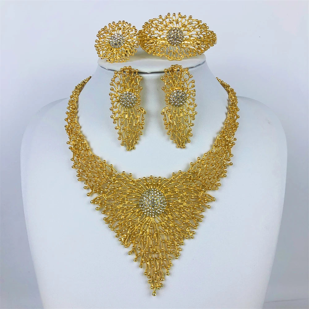 18K Gold Plated High-End Women's Jewelry Set - Luxurious Design