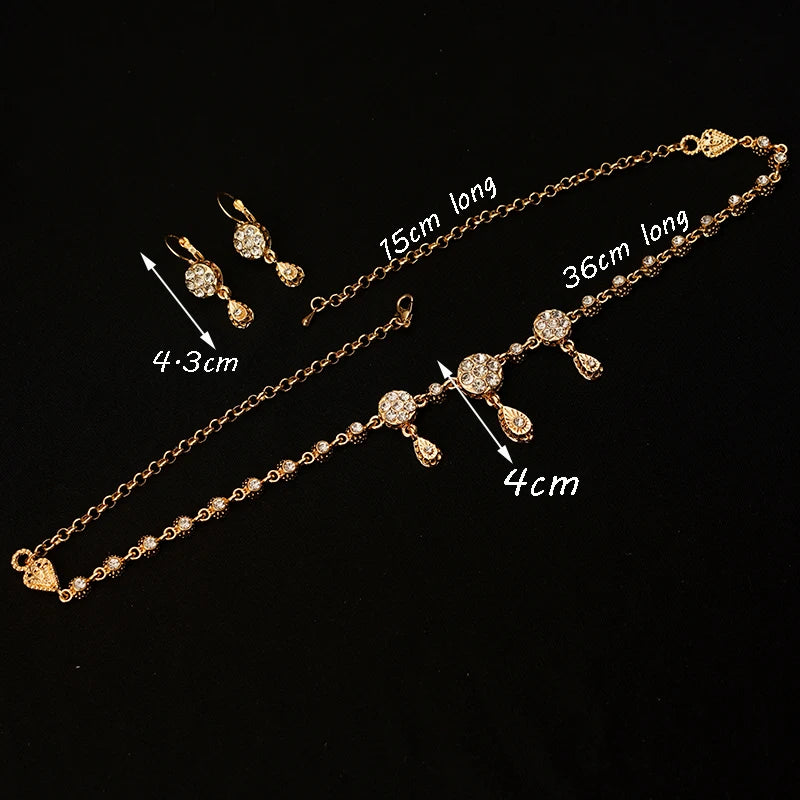 Dây Tóc Pha Lê Ả Rập Mạ Vàng Cổ Điển Cho Nữ