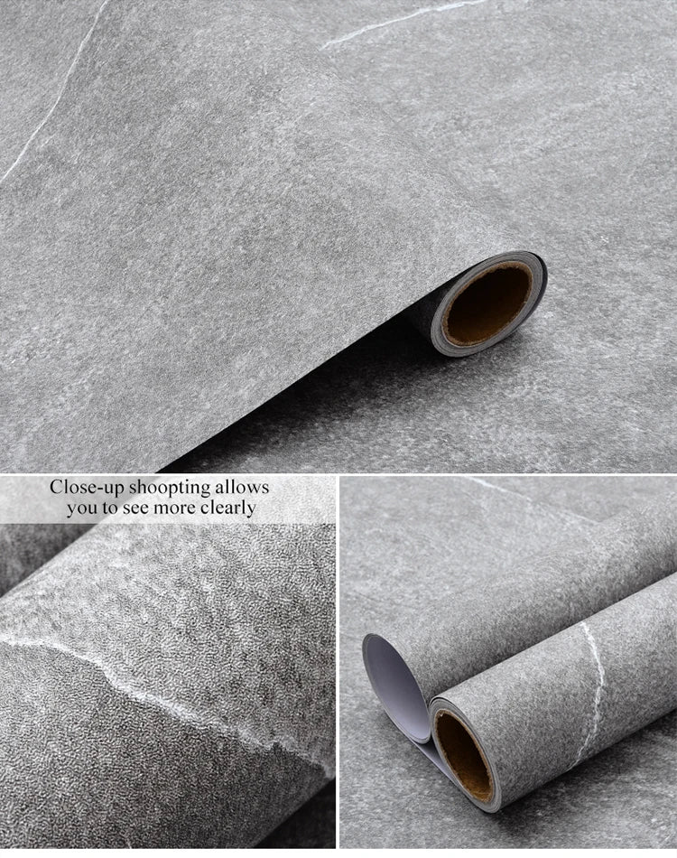 Retro Gray PVC Cement Wallpaper Self-Adhesive Waterproof Dark Gray Concrete Effect For Bedroom Living Room Decoration Stickers