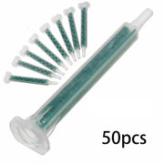 Ống tiêm xanh lục, trong suốt, với chữ "50pcs" góc dưới.