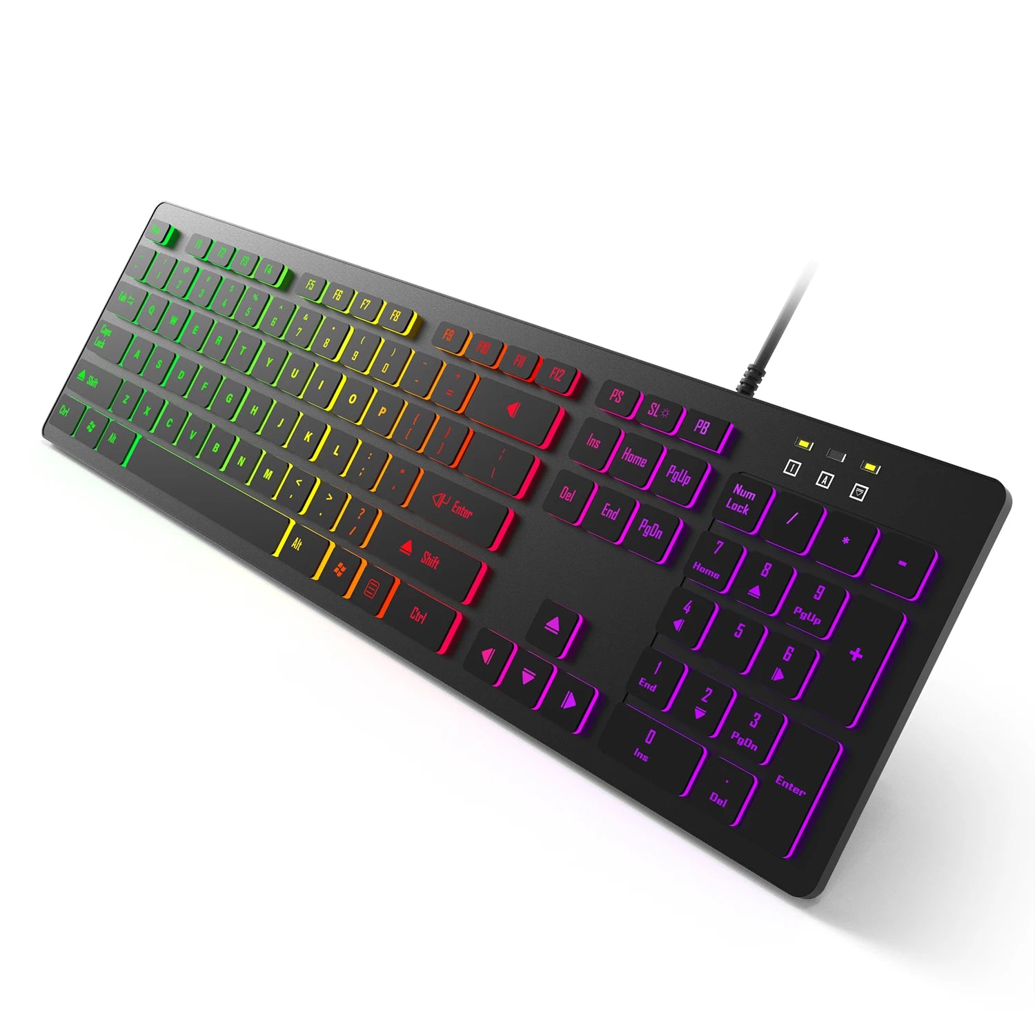Wired RGB Gaming Mechanical Keyboard, LED Lights, Super Quiet