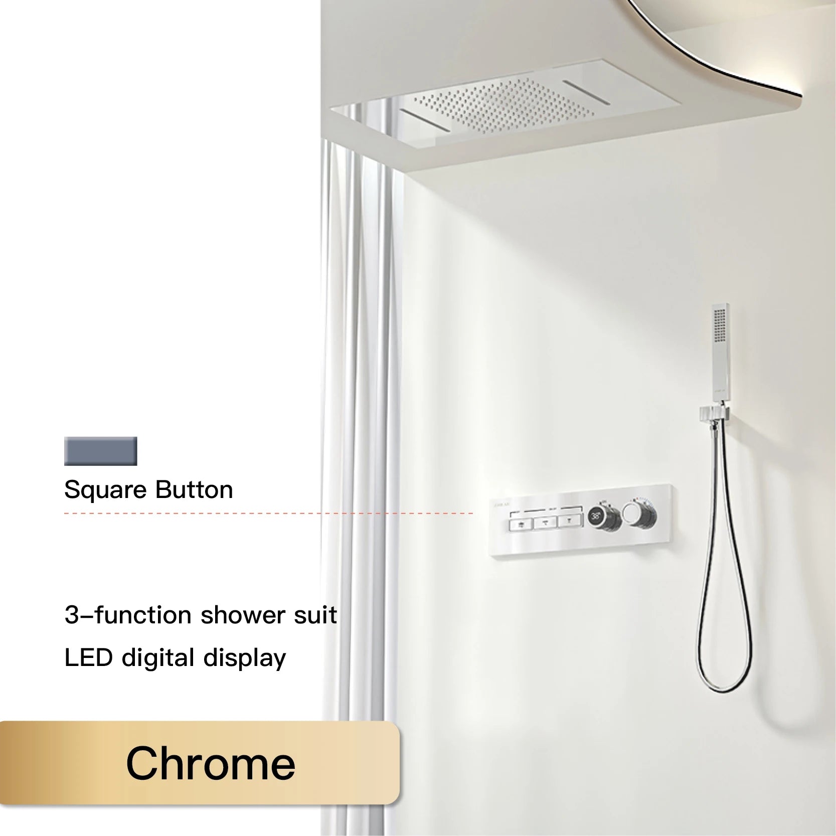 Vòi sen đen đồng thau LED 4 chức năng cao cấp