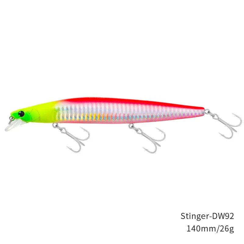 TSURINOYA Stinger 140S Fishing Lure Sinking Minnow DW92 140mm 26g Saltwater Seabass Ultra Long Casting Large Hard Baits Jerkbait
