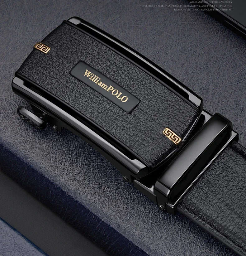 New 2024 high quality men's leather belt with automatic buckle