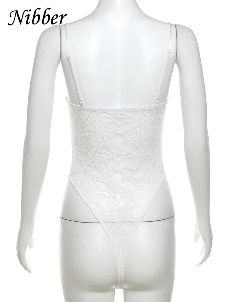 Nibber Patchwork Woman Bodysuit Sling Off Sleeves Skinny Backless Personality Chick Versatile Atmosphere Fashionable Outfits