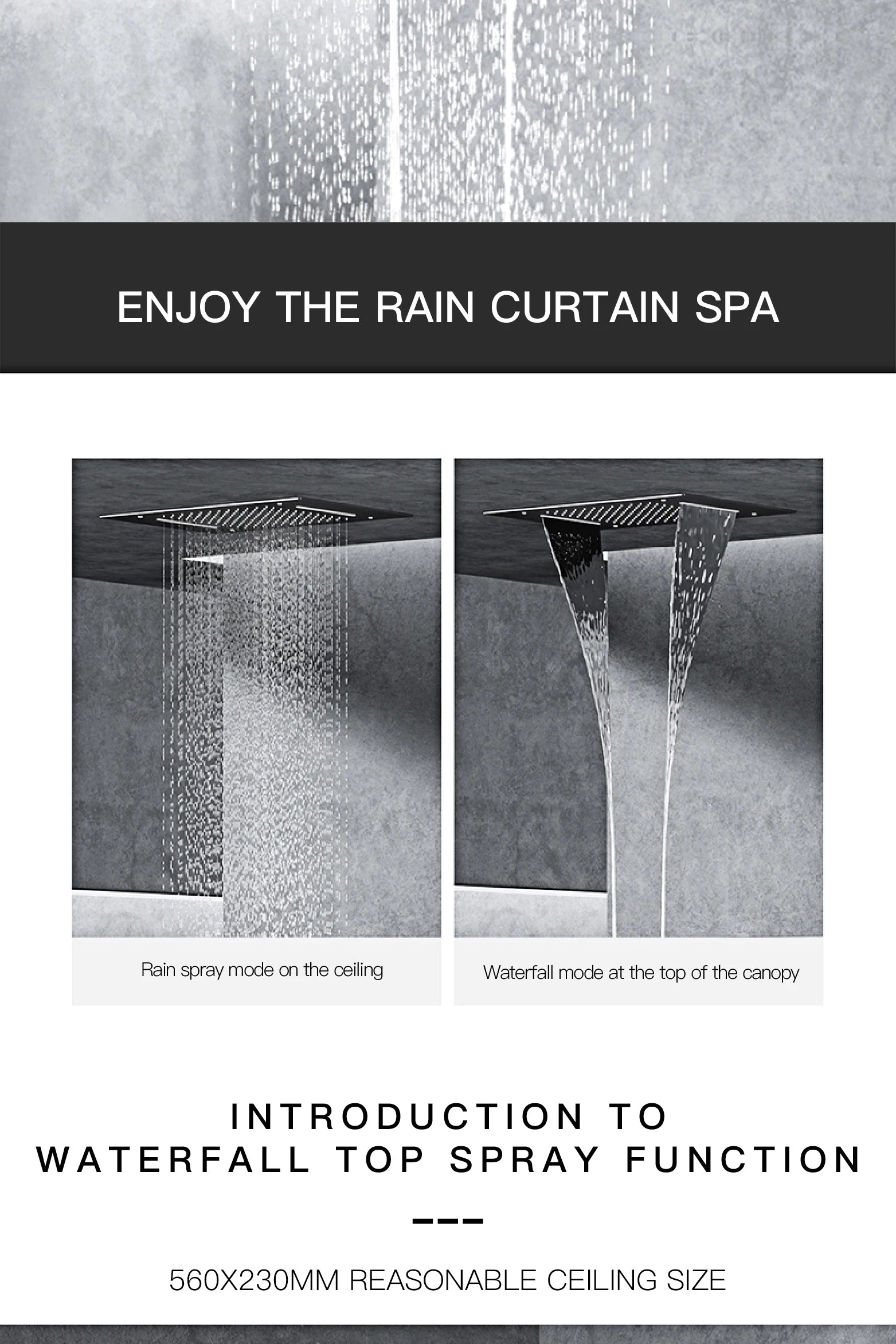 Vòi sen đen đồng thau LED 4 chức năng cao cấp