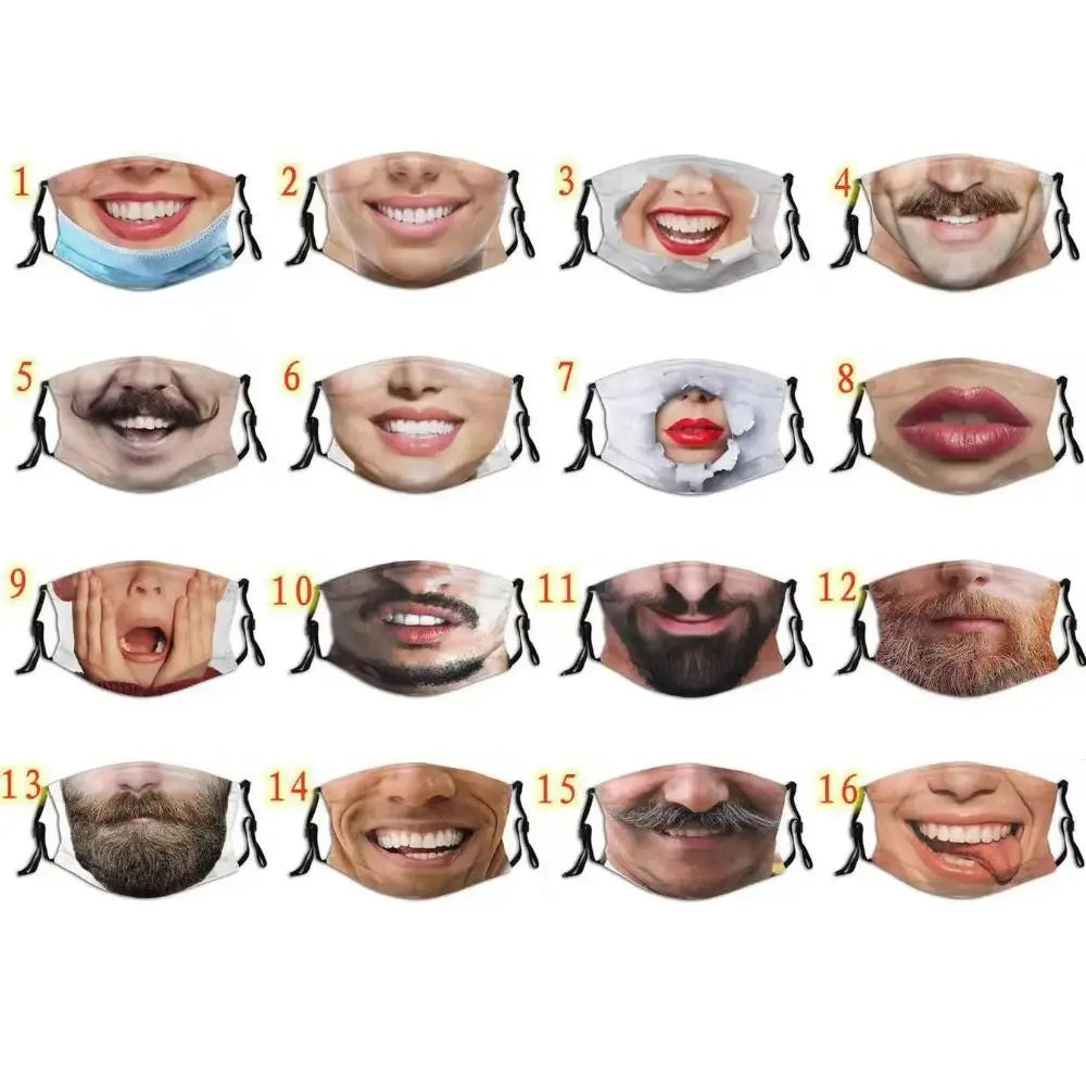 Facial Expression 3D Three-dimensional Mask Personality Breathable Funny Printed Mask Creative Printed Party Cosplay Mask Warmer