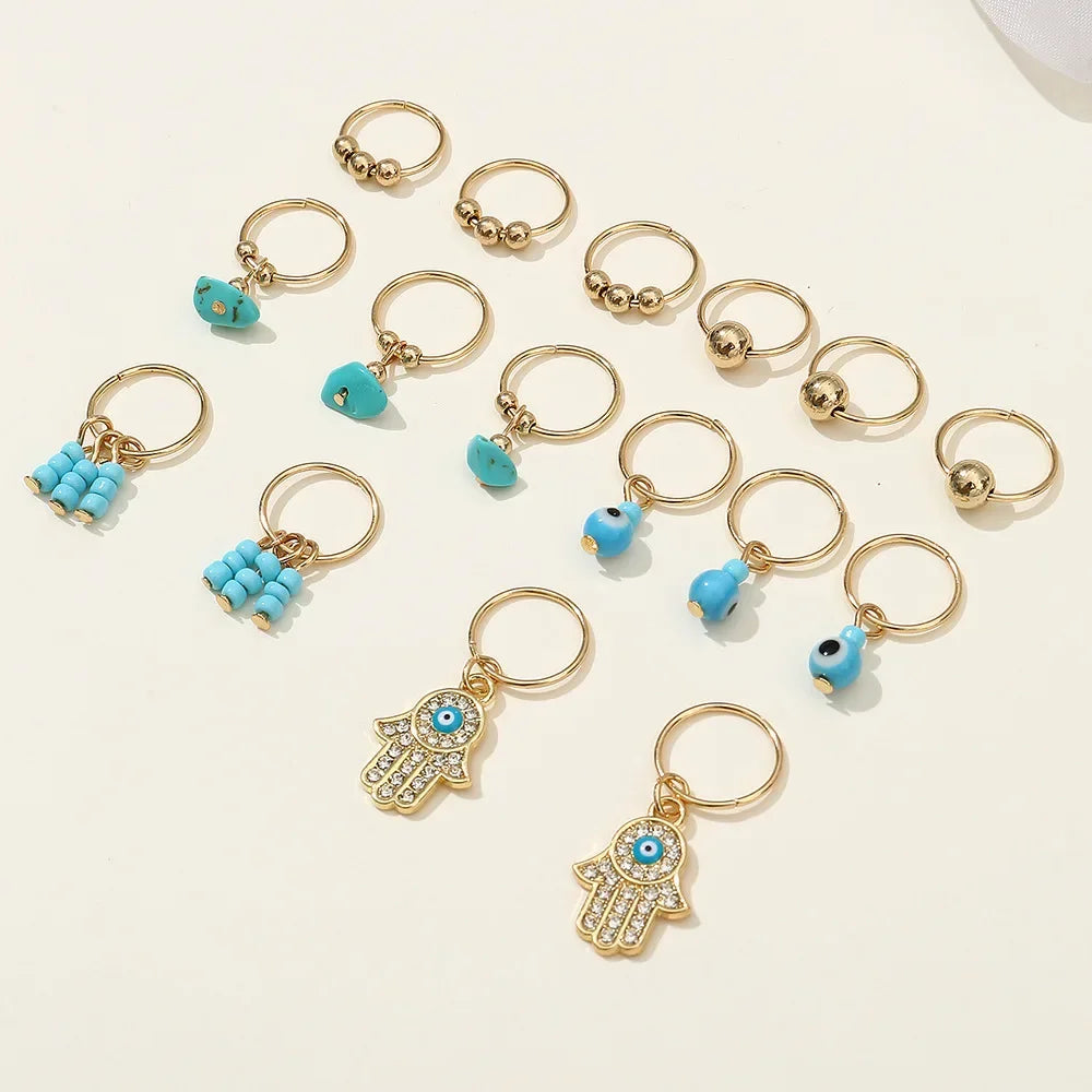 Hippie Hair Beads Green Ring: 16 Piece Styling Hair Jewelry