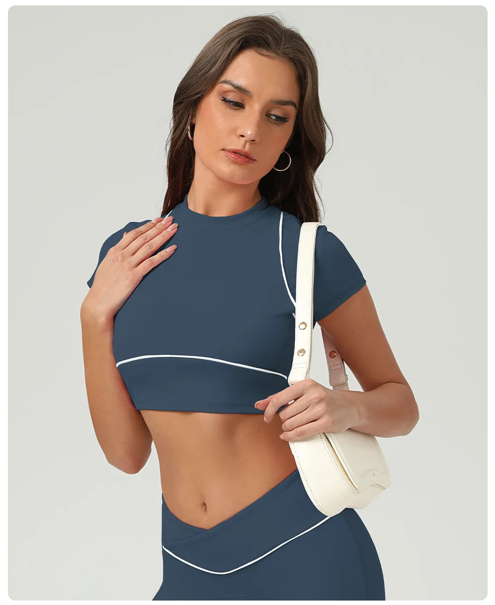 Women's Yoga Top: Women's Short Sleeve Push Up Sports Top