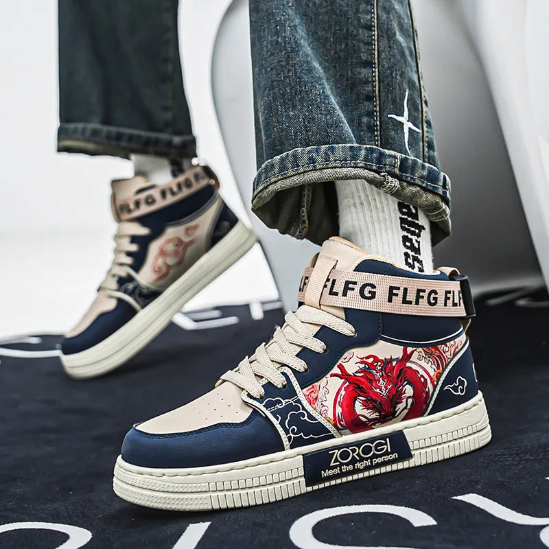 High-end Men's Sneakers with Fashionable Printed Patterns