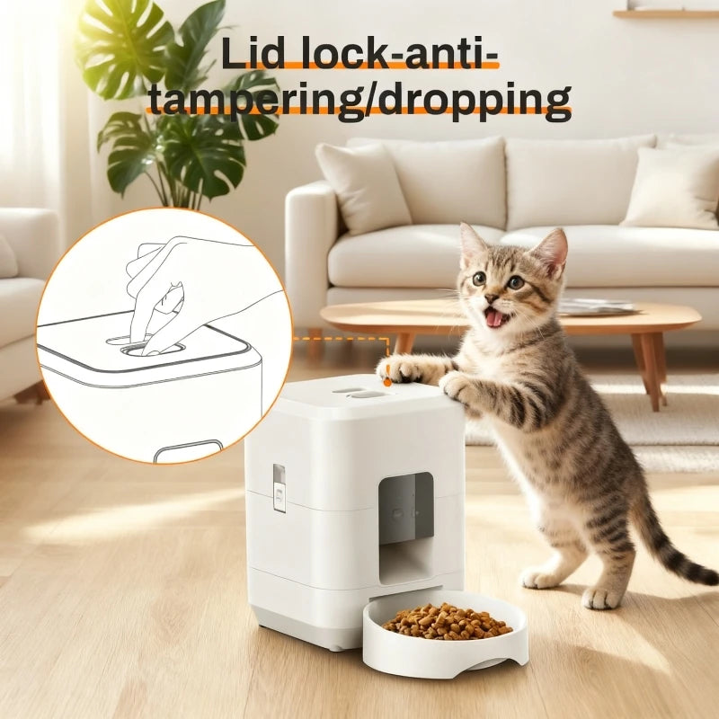2L Automatic Pet Feeder for Cats with WiFi Smart Control Smartphone App Timed Quantitative Feeding Remote Feeding Cat Feeder