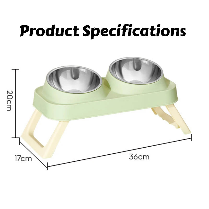 Bát Ăn Đôi Inox Gấp Gọn 15° Hỗ Trợ Cổ Thú Cưng - Daisan Mart