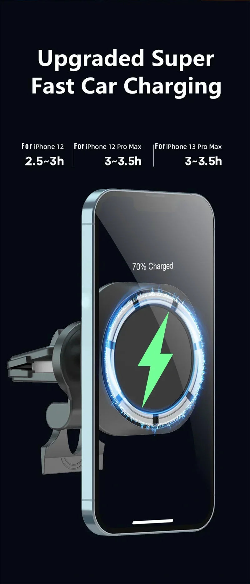 Magnetic Car Wireless Charger Stand Phone Holder Air Vent Mount Clip Support In Car Fast Charging for iPhone 16-12 Pro Max Mini