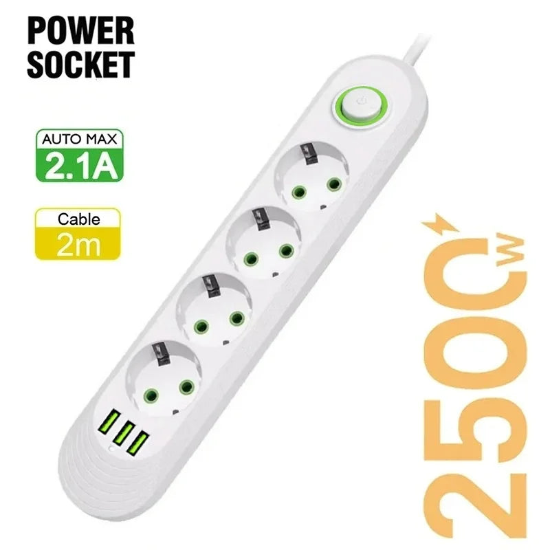 Ổ Cắm Điện Đa Năng 3/4/5 Cổng USB 2500W EU Plug - Daisan Mart