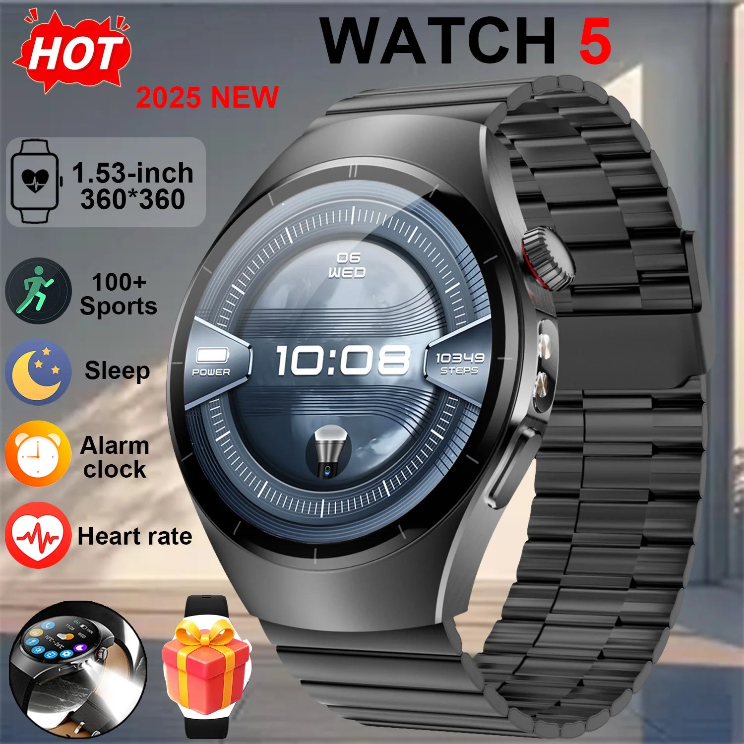 Đồng Hồ Thông Minh 2025 - Watch 5 AMOLED Chống Nước IP68