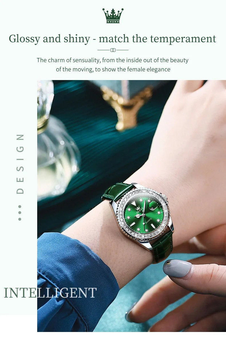 OLEVS 9945 luxury women's watch, studded with stones, date calendar