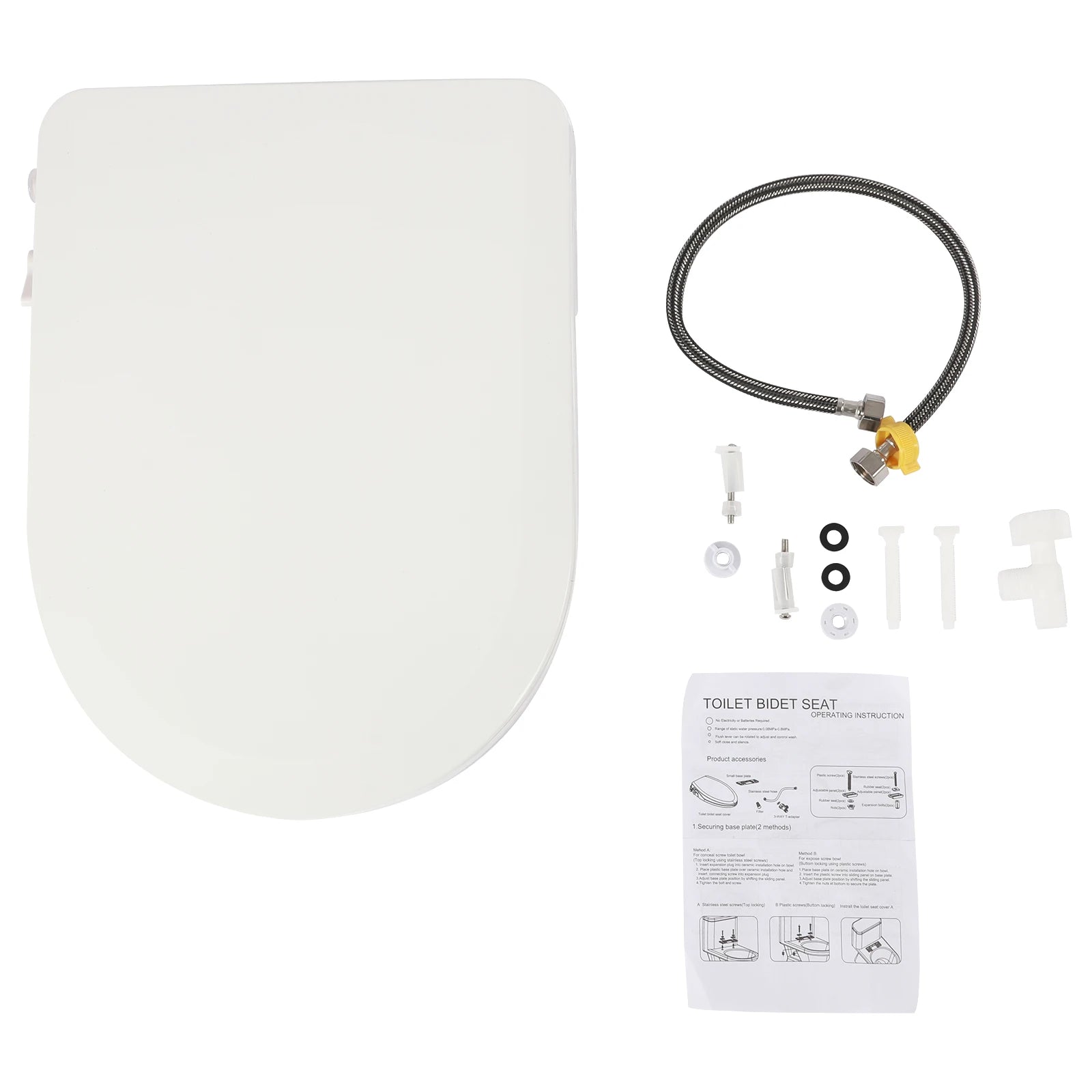 Non-Electric Bidet Toilet Seat White Dual Nozzle System - Bidet with Easy Installation Fits Elongated Toilets - Daisan Mart