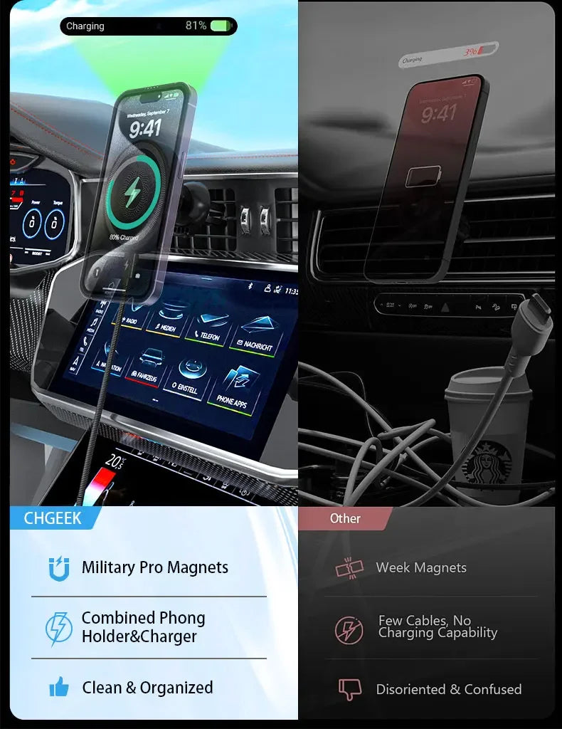 30W Car Wirless Magnetic Charger Air Outlet Phone Holder Stand For iPhone 16 15 14 13 12 Pro Max Fast Charging Cellphone Blacket