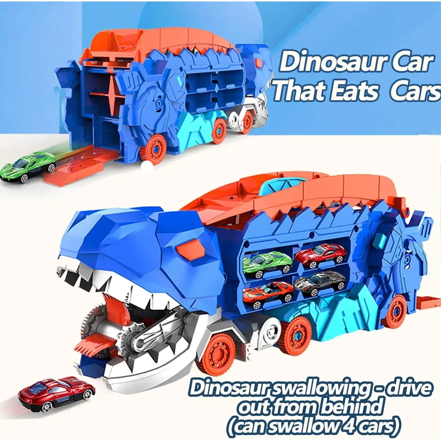 City Dinosaur Transport Vehicle Toy 4 Alloy Cars
