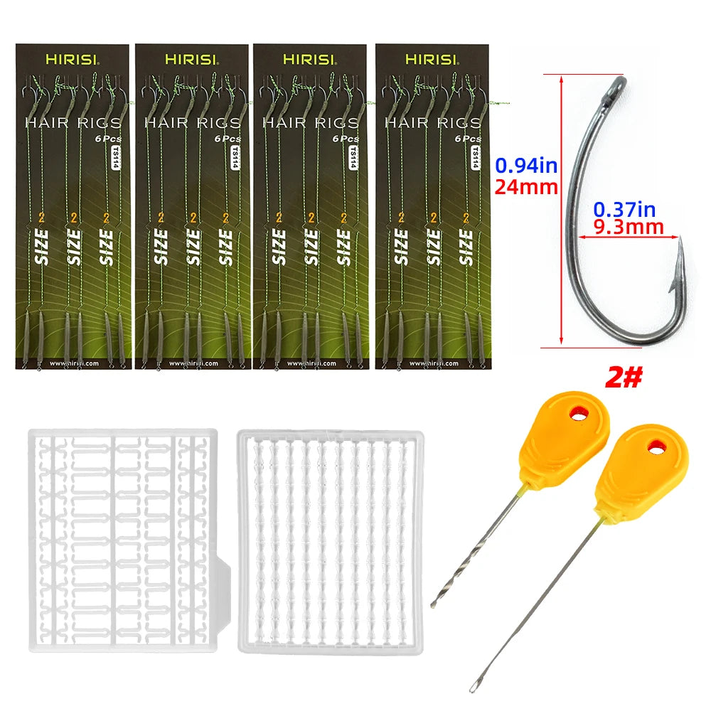 Lưỡi Câu Cá Chép HIRISI Thép Carbon, Dây Bện, Có Ngạnh