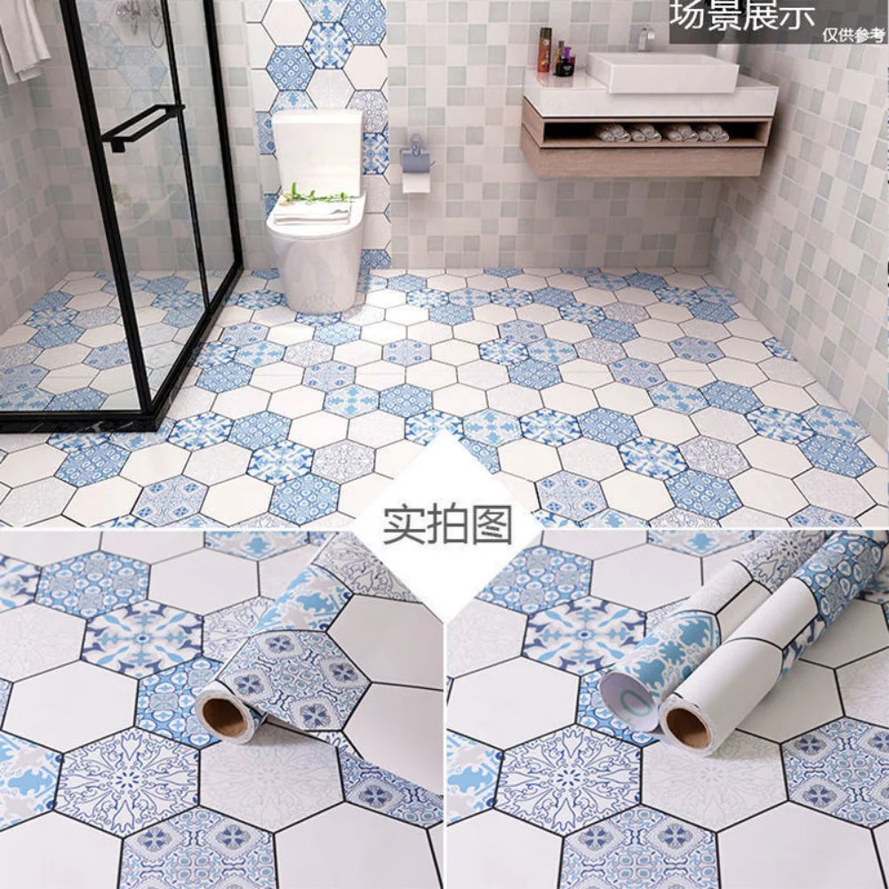 Floor Tiles Stickers Waterproof Self-Adhesive Thicken Wood Grain for Wall Ground Room Wear-resistant Home Decor Kitchen Bathroom