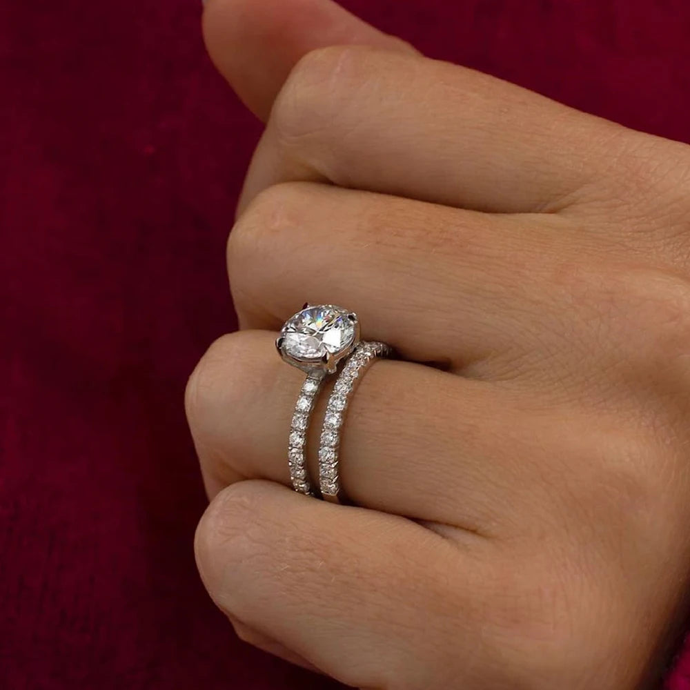 925 Silver Moissanite D Color Women's Wedding Ring With Certificate