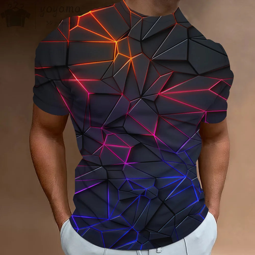 Men's Gym T-shirt with Dynamic Abstract Pattern Summer