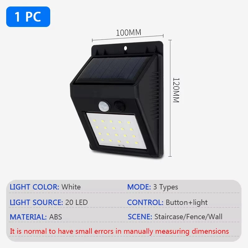 Đèn Tường Năng Lượng Mặt Trời 20LED Cảm Biến Chuyển Động - Daisan Mart