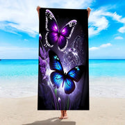 Khăn Biển Đa Năng In Bướm Hoa Sợi Siêu Mịn 1 Chiếc