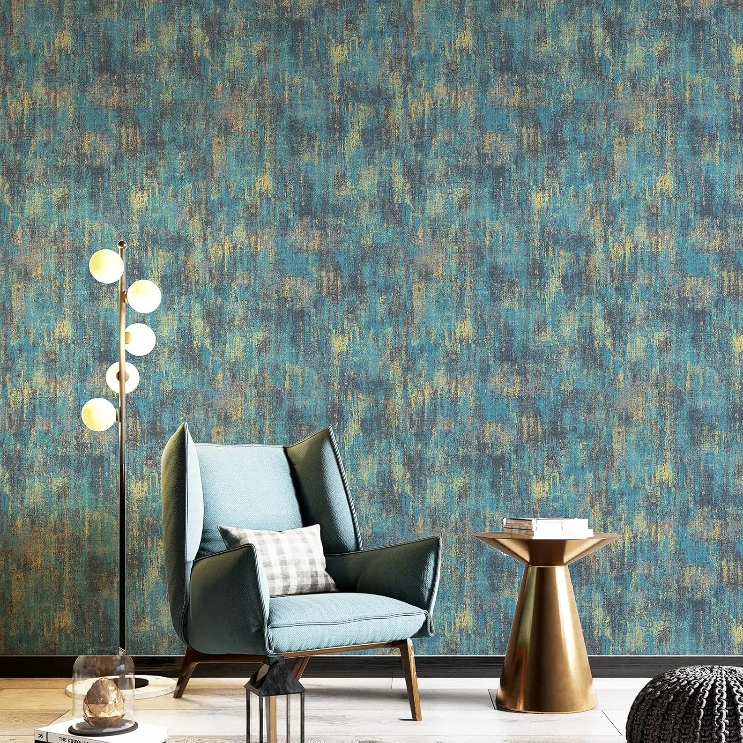 Vintage Black Gold Metallic Peel and Stick Wallpaper Self Adhesive Industrial Metallic Concrete Wall Paper Stick on Wallpaper
