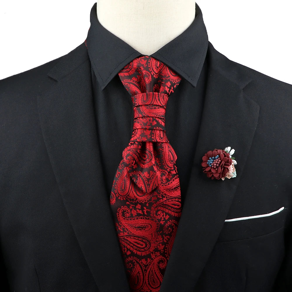 Premium luxury Paisley men's tie &amp; brooch